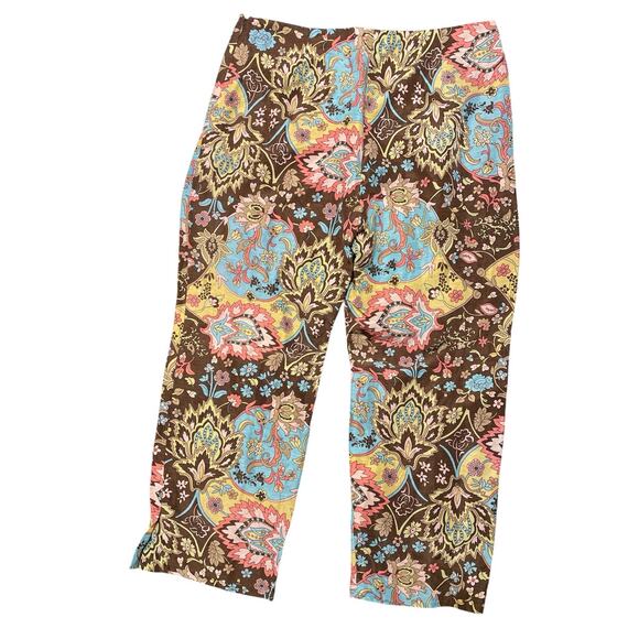 Ann Taylor Loft Linen Silk Paisley Capri Pants size 12 - Picture 2 of 7